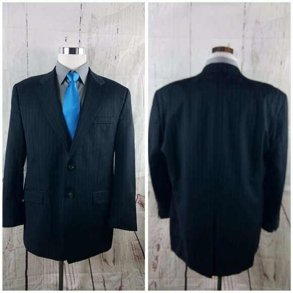 Lauren Ralph Lauren Macys Blue Striped Suit Blazer - Picture 8 of 14